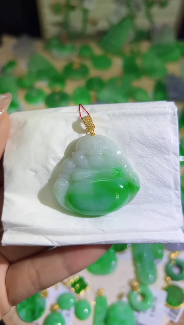 【闪购商品】翡翠颈饰18K金镶嵌Q缅料A货翡翠/支持复检/一件