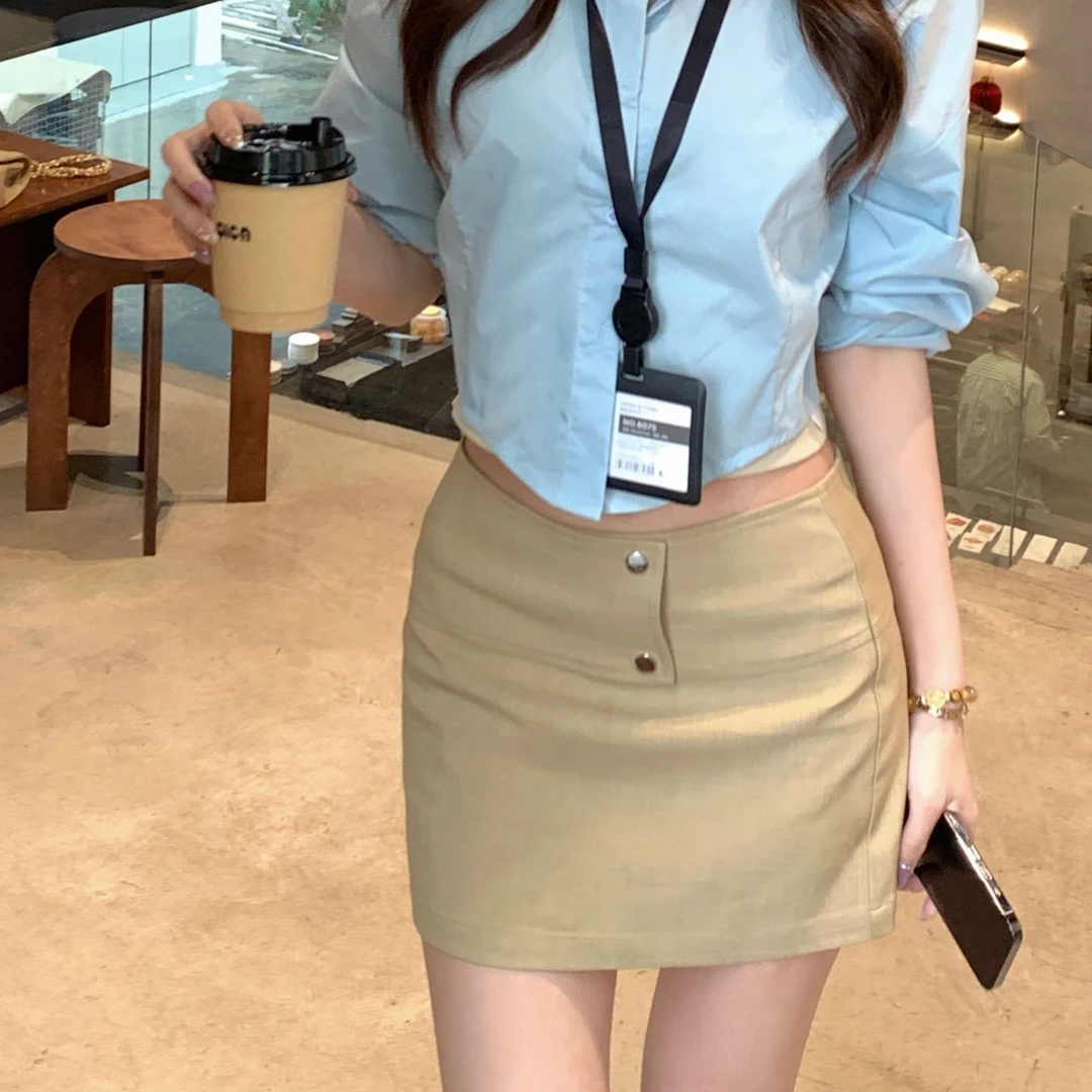 【禾呈】极简廓形半身短裙女2025春夏高分比例A字显瘦短裙10231