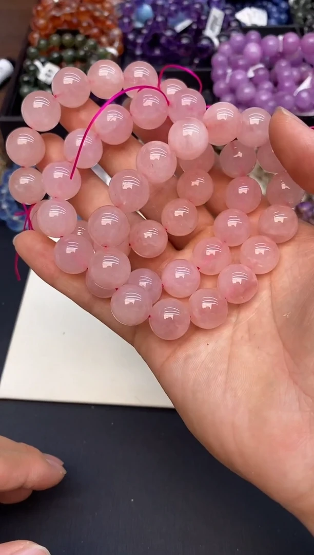 水晶手链未镶嵌A48 粉芙蓉 14mm