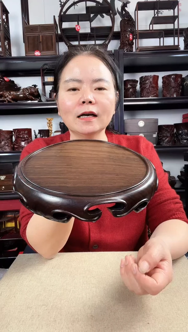 木大卷边圆老李红木工艺品