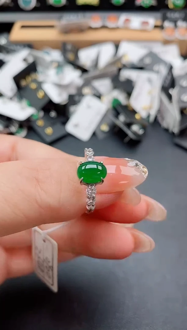 银S925镶嵌戒指翡翠1