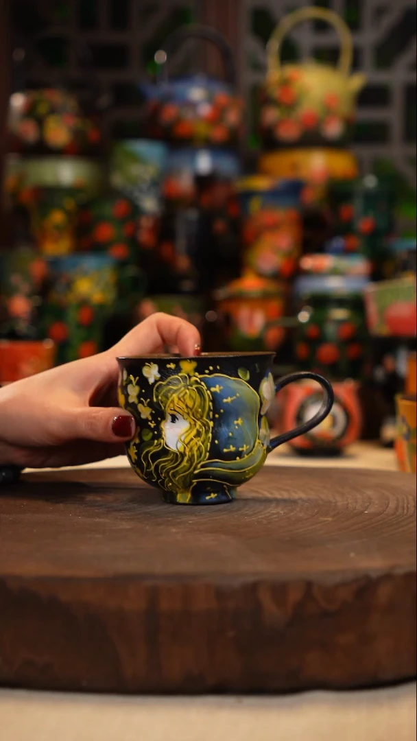 紫砂油画釉下彩手绘