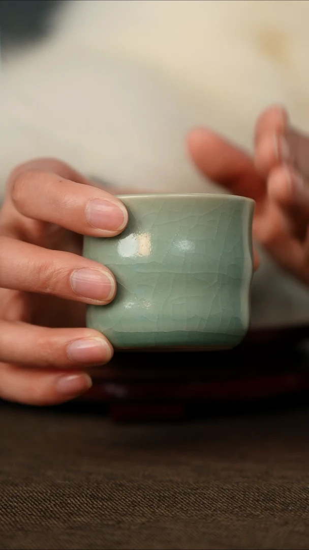 全品 竹节杯 仿古釉