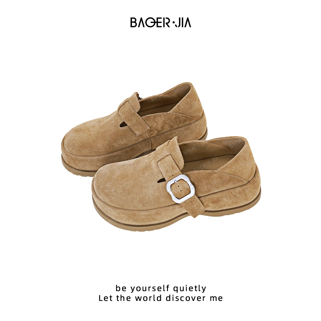 17-【磨砂鞋】宝儿家含幂BM31325307XQ早秋款时髦小圆头防滑勃肯鞋