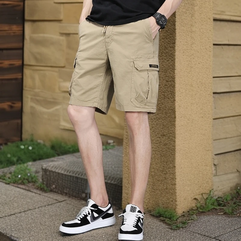 夏季工装短裤男休闲宽松直筒五分裤男潮流弹力中裤薄款裤子外穿