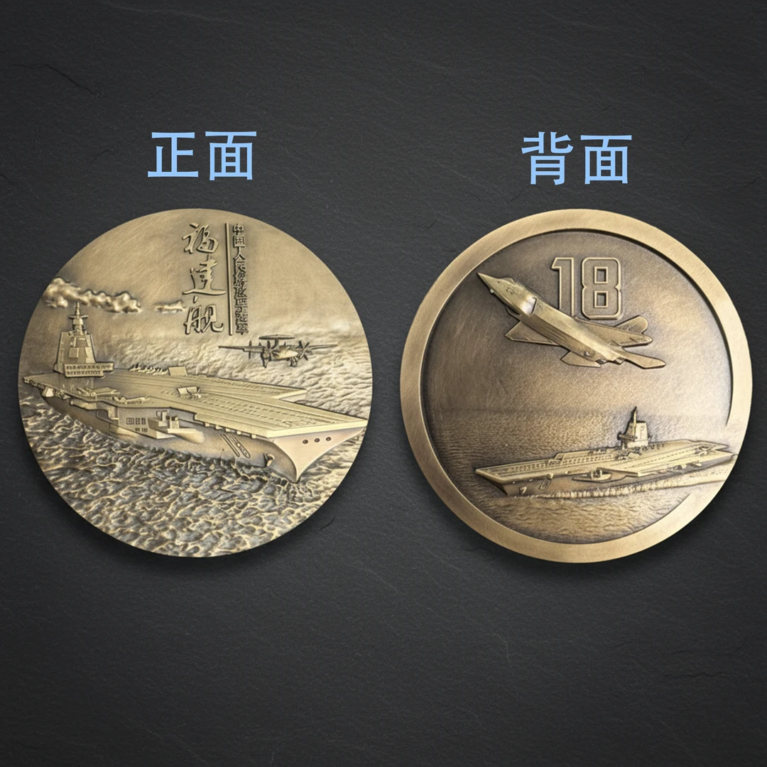 中国兵器系列【黄铜60mm】福建舰 首发 纪念章 铜章