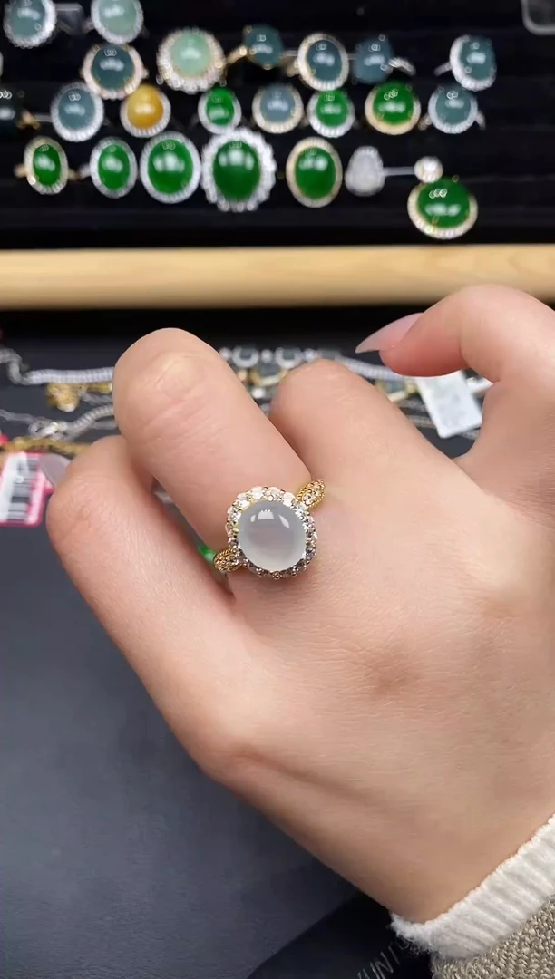 银S925镶嵌戒指翡翠78354