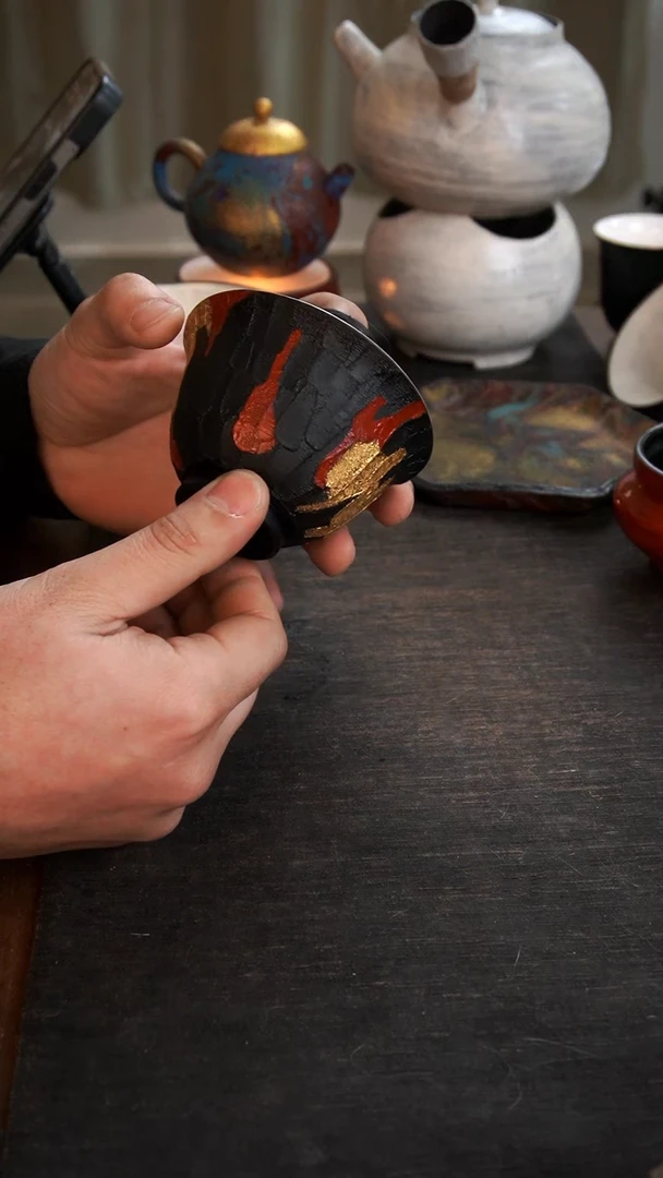 【闪购商品】其他大漆黑红金盖碗小康茶器