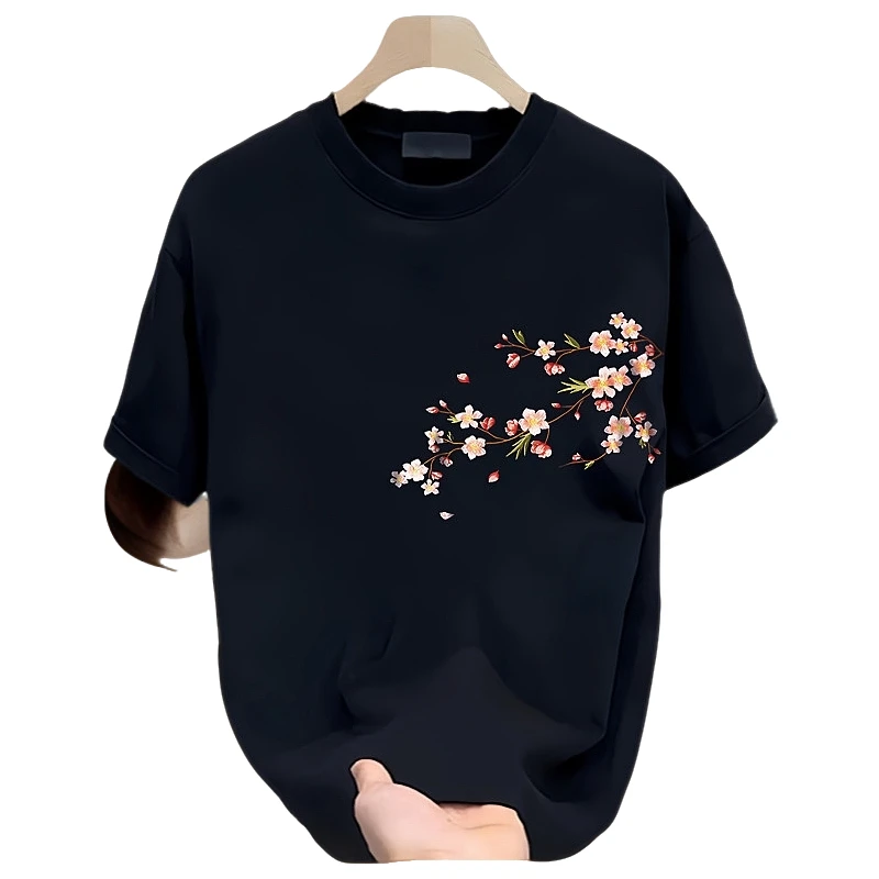 仓石一树轻奢高级感圆领t恤短袖纯棉印花痞帅新款轻奢痞帅男装