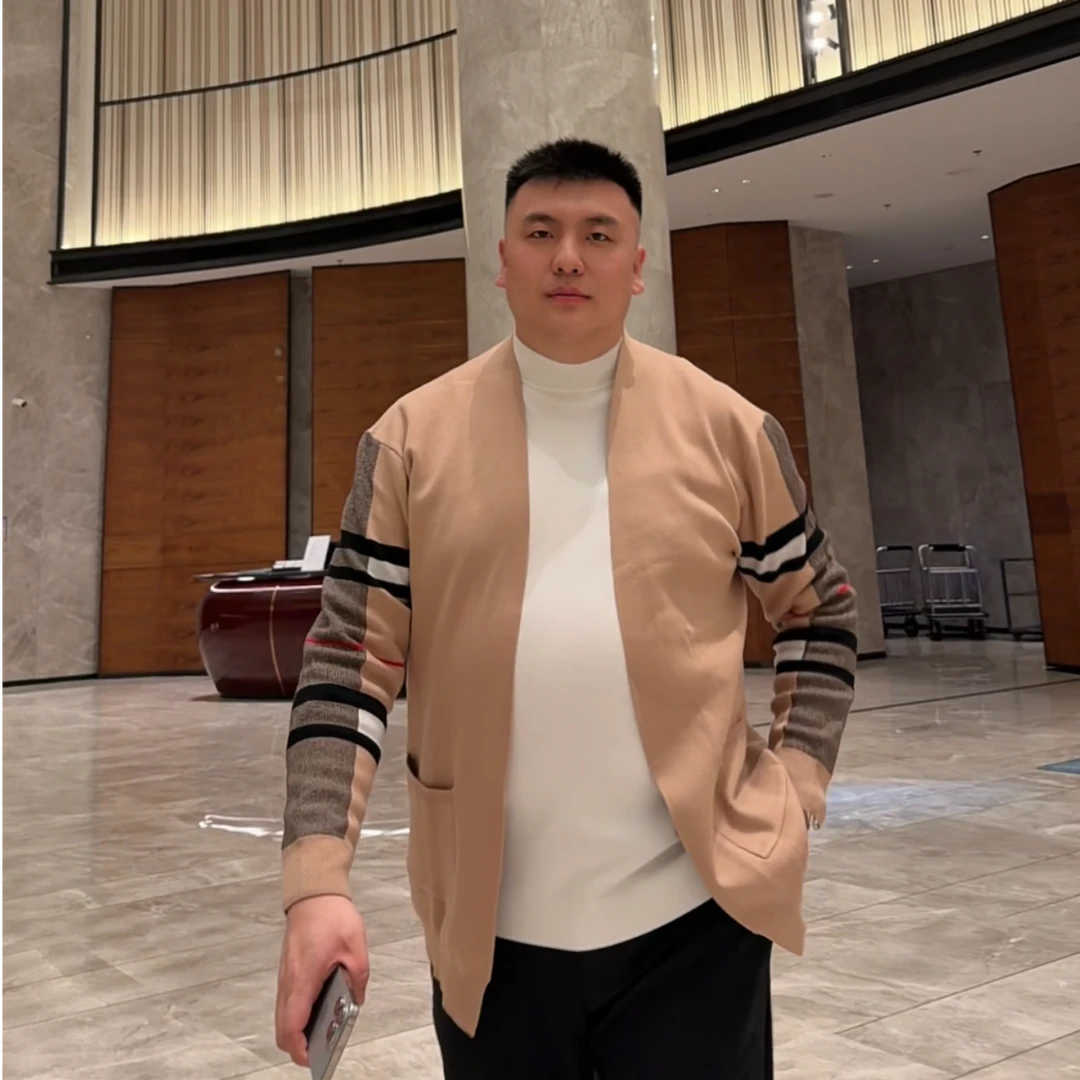 <张先森>秋季新款男士加肥加大码针织开衫外套时尚休闲针织衫外套