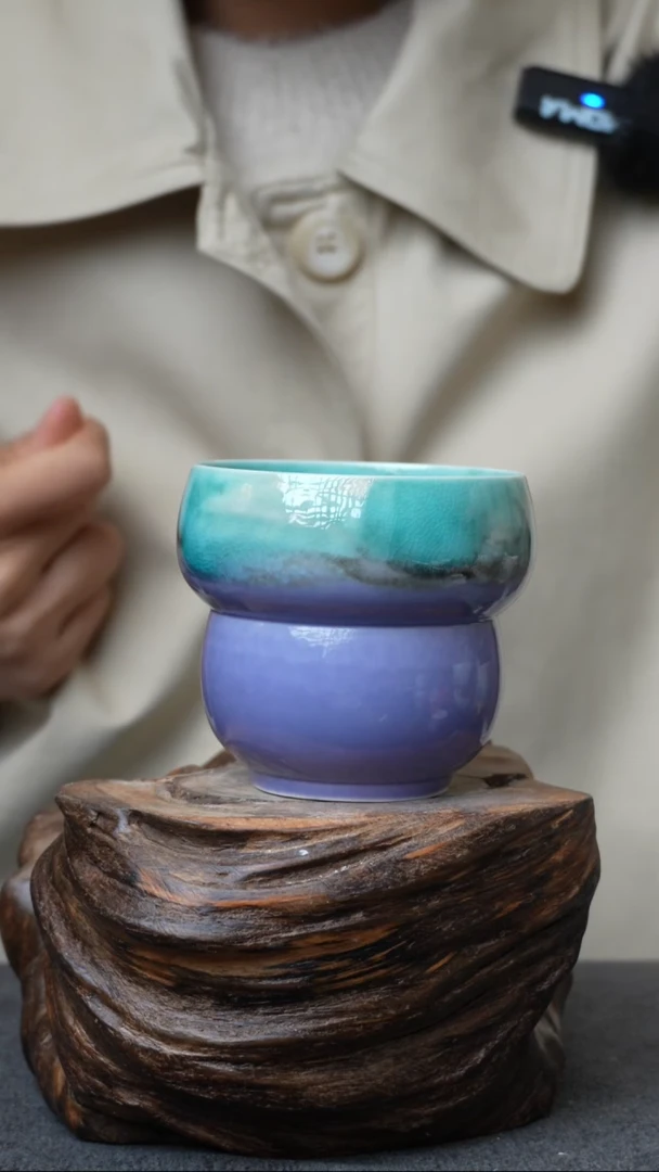 杯子陶510景德镇手创颜色釉杯（食品级）带冰裂纹