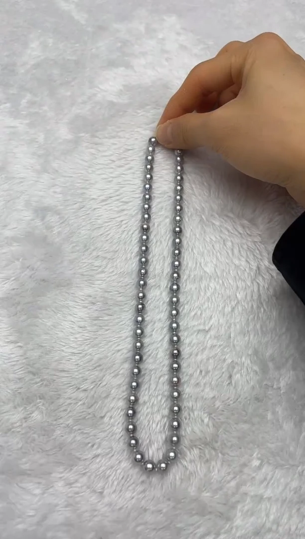 项链银S925镶嵌海水珍珠AK真多麻6.5-7mm