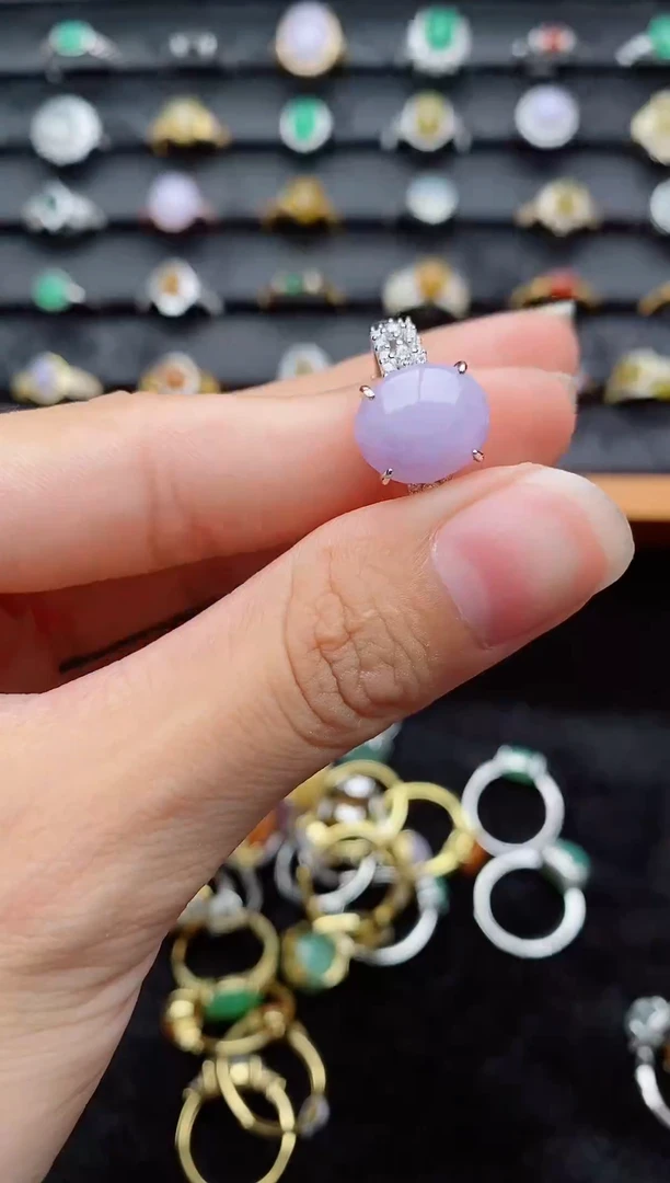 银S925镶嵌戒指翡翠1