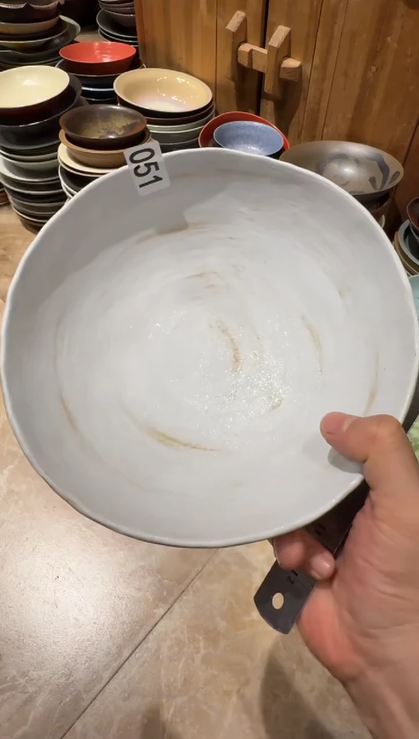 瓷片51 粉引深汤盆1个