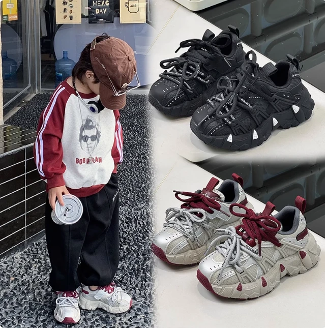 【尚野】儿童老爹鞋男童鞋子2025秋季款轻便软底女童运动透气跑步鞋