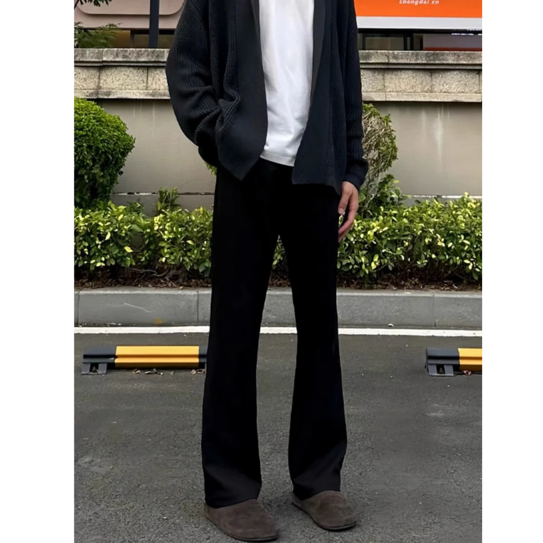 美式cleanfit牛仔裤男弹力高街vibe微喇裤春秋潮牌黑色修身直筒裤