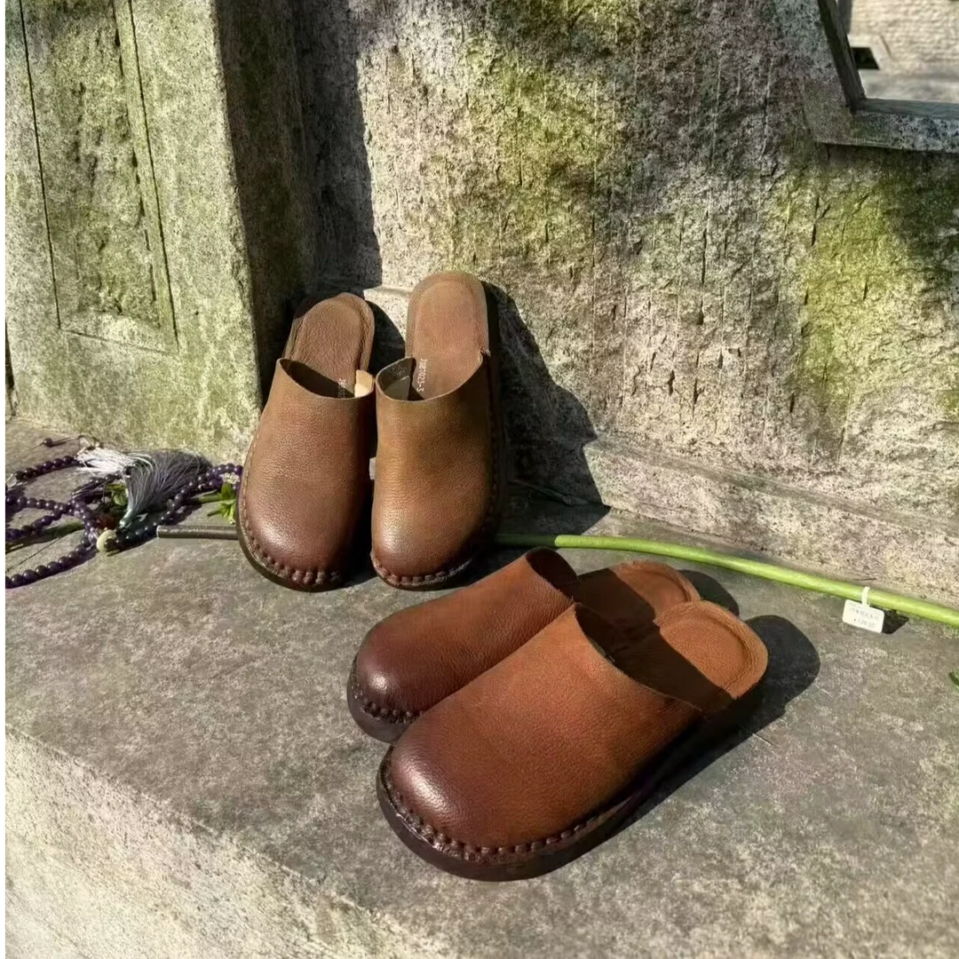 81023日常平跟包头休闲浅口纯色包头拖平底春夏季拖鞋凉鞋新款