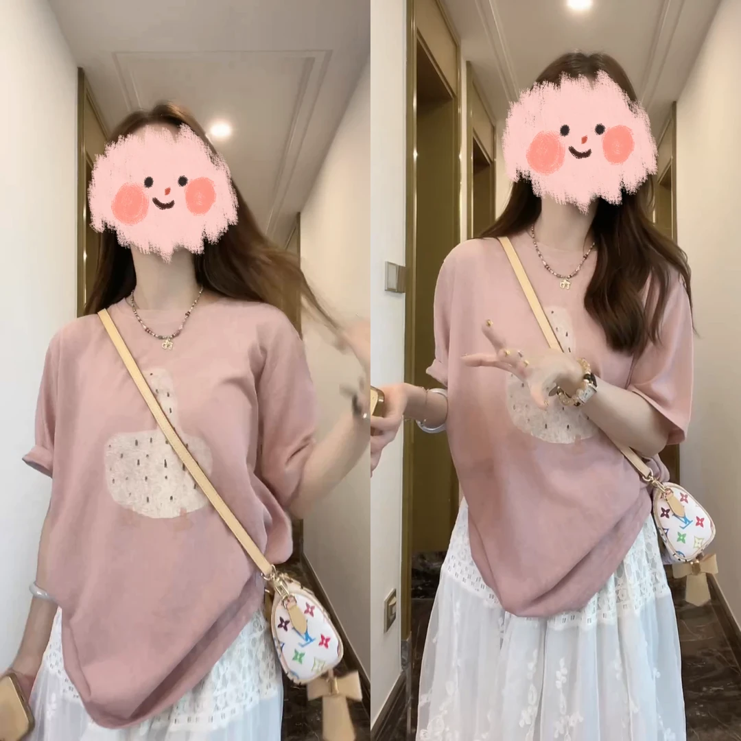 【抓大鹅】夏季时尚韩版大鹅短袖t恤女上衣宽松慵懒风圆领半袖