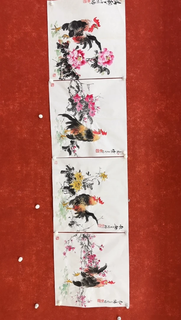 国画9.16-珍品-颜新辉-四尺斗方鸡四副一套-048