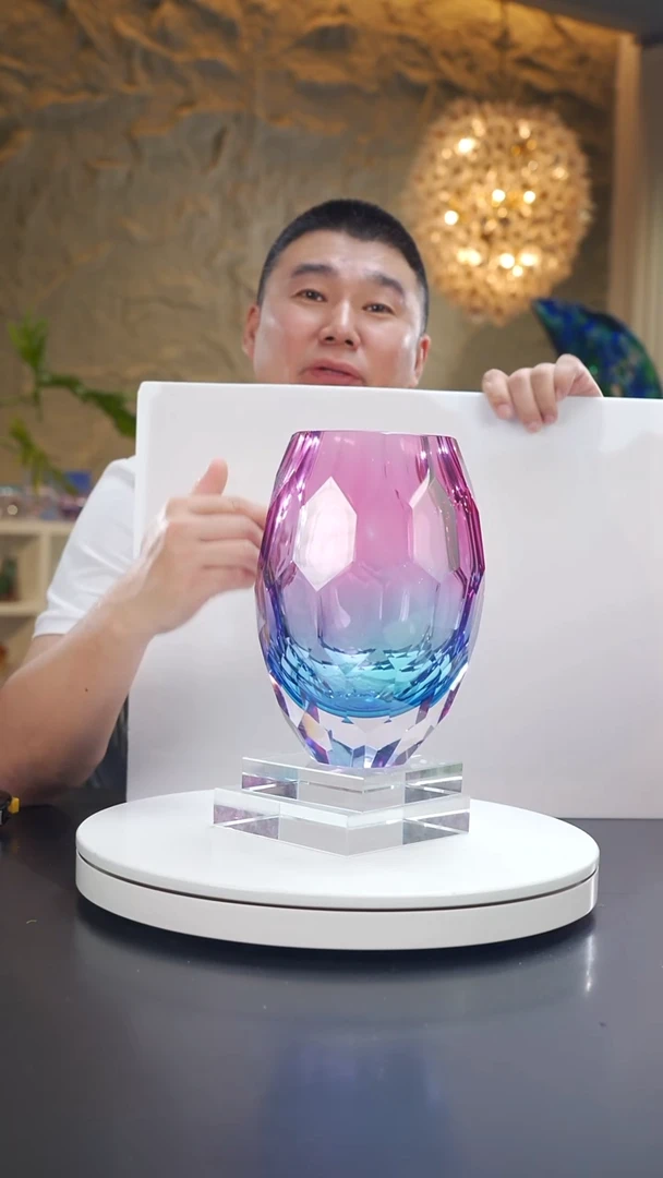 琉璃金红蓝切面花器