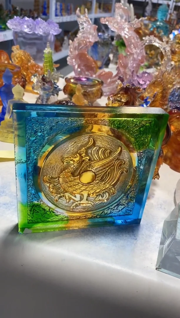 手工艺品琉璃146朱雀底台 古法琉璃 微瑕 不退不换