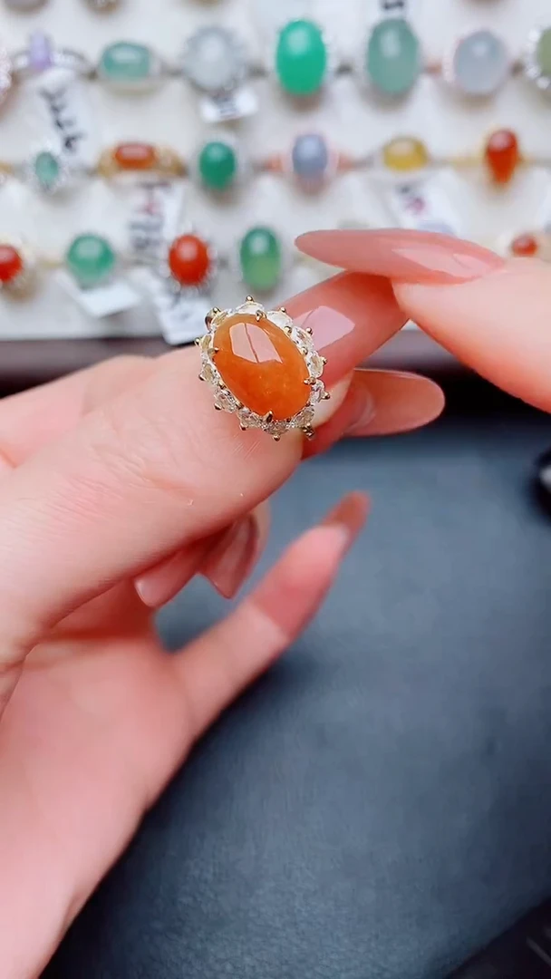 银S925镶嵌戒指翡翠...