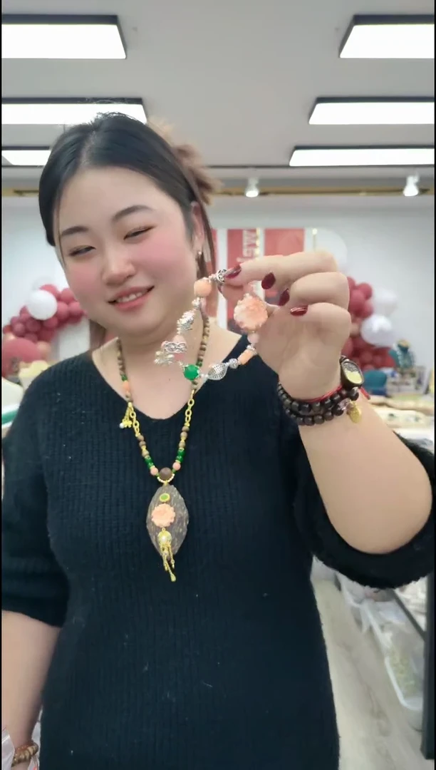 【闪购商品】玛瑙/玉髓颈饰合金1034 花开富贵手串