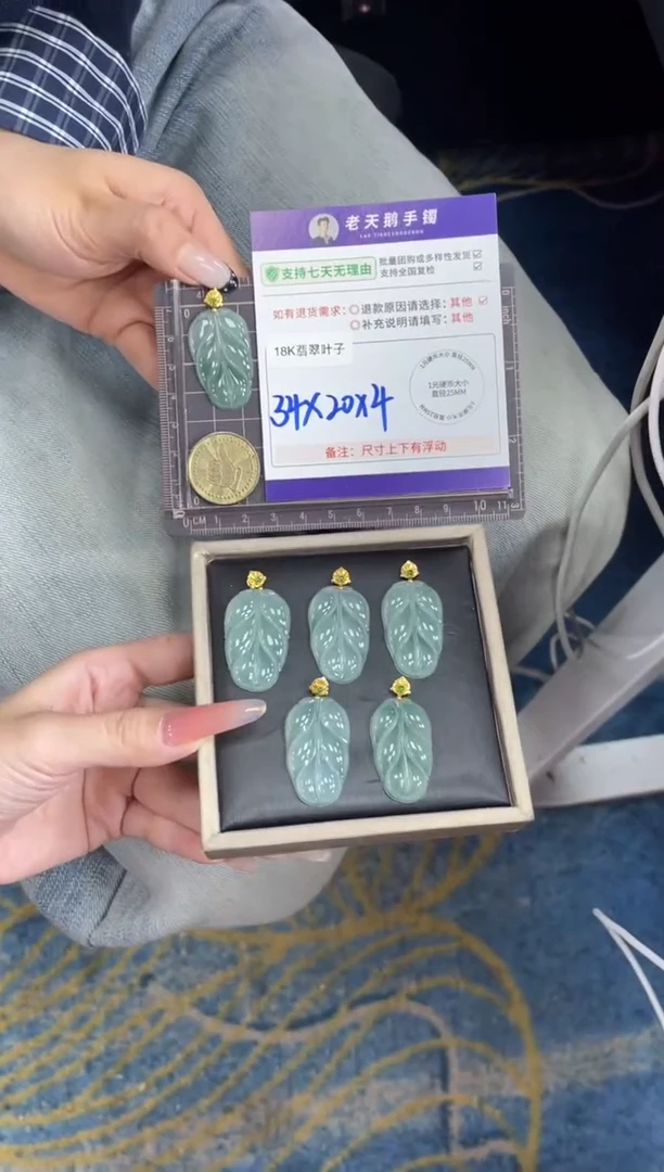 18K金镶嵌挂件翡翠叶子FL12/多样性发其一CP配绳