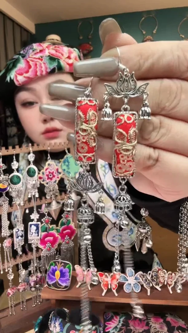 刺绣纯手工民族风刺绣耳环