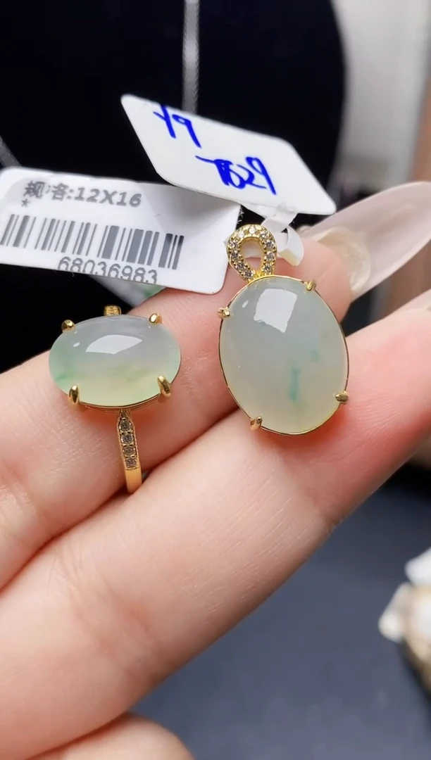 银S925镶嵌戒指翡翠0409