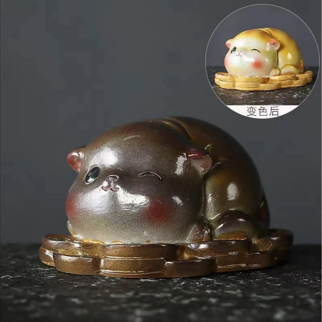 变色招财猫茶宠茶桌摆件G2406