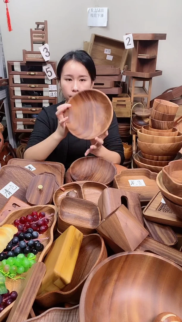 木 南美胡桃木深碟20*4.5cm    内销