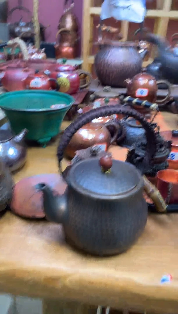 紫铜做旧茶芯提梁壶