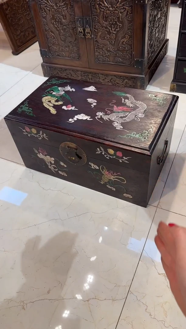【闪购商品】木木艺邵氏紫檀龙凤呈祥翻盖箱350.8888