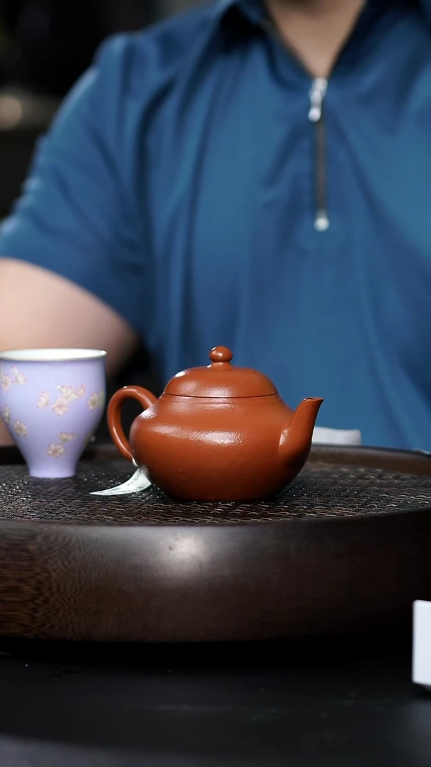溢珍堂梅花束口杯+梨形-朱泥-155cc