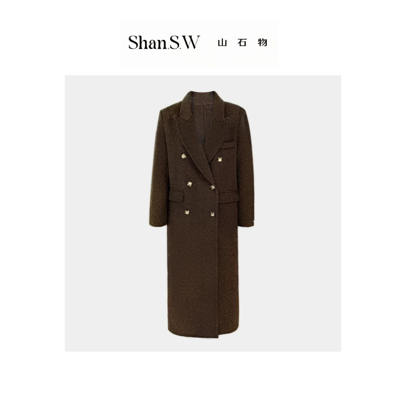 【Shan.S.W山石物】澳毛桑蚕丝极简长款毛呢大衣 5W0066Y