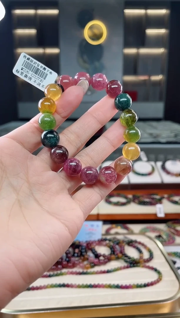 未镶嵌老矿碧玺单圈手串12mm+碧玺多样性发一条 T