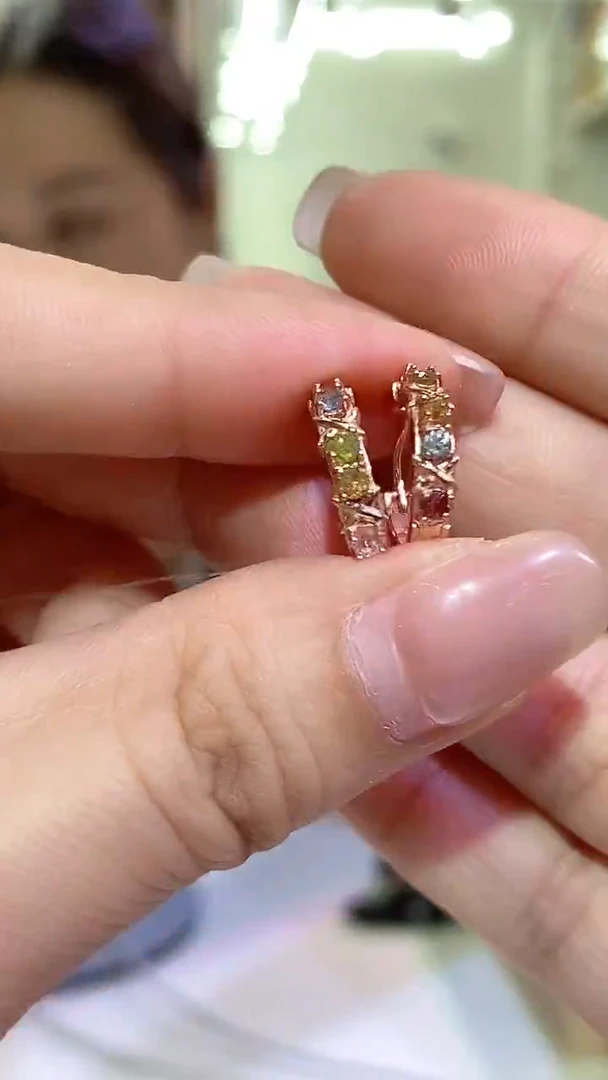 银S925镶嵌耳饰碧玺092ZB1030产品一个