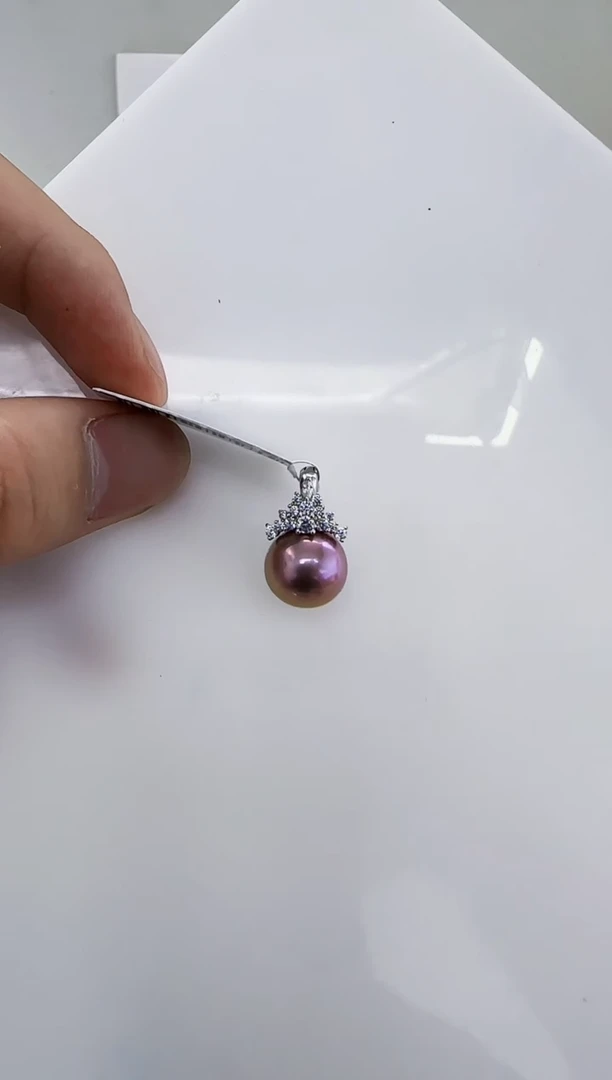 银S925镶嵌淡水珍珠DA紫珠吊坠 y455