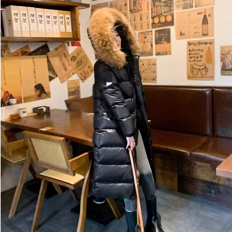 加厚超长鹅绒羽绒服女修身保暖2024冬季貉子毛领过膝8