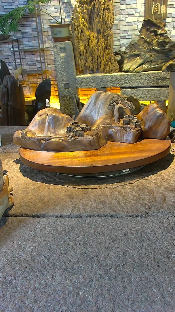 木金丝楠木山水摆件