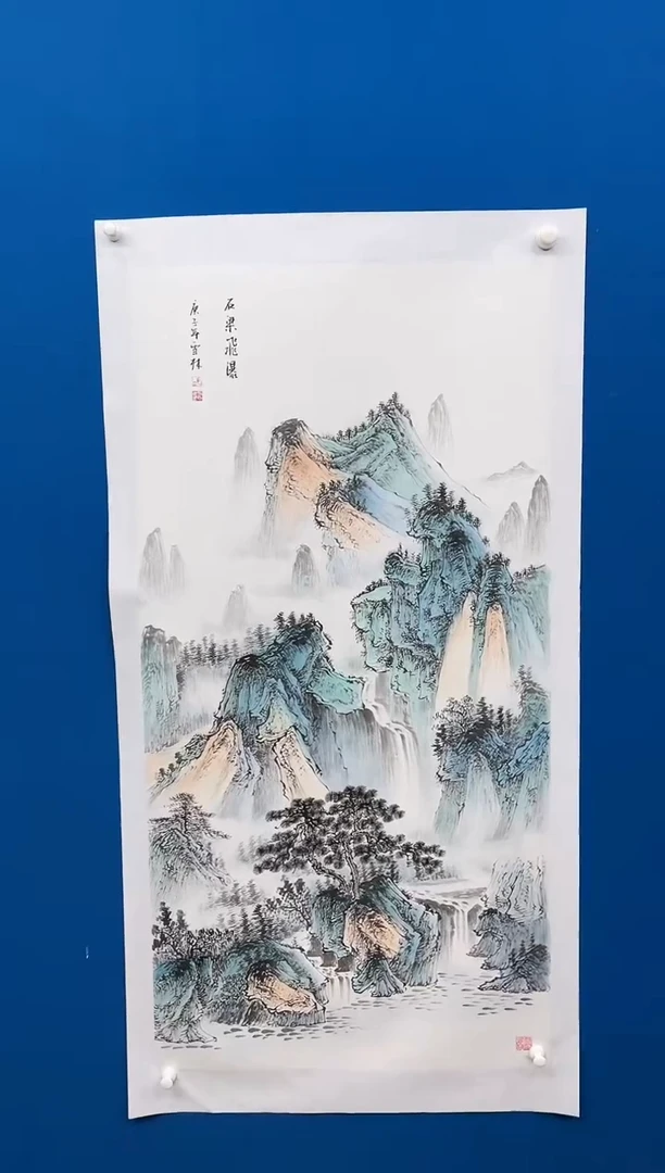 【闪购商品】国画张-红袍原作四尺山水/无框/W带红皮书