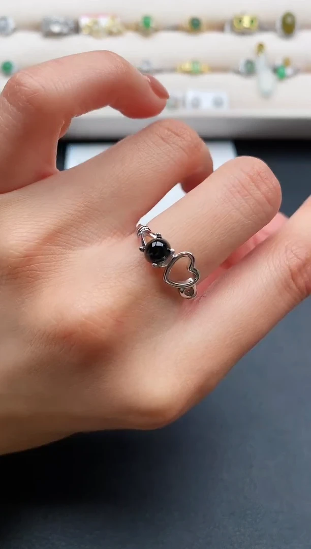 银S925镶嵌戒指翡翠缅甸天然A货翡翠111  6-3