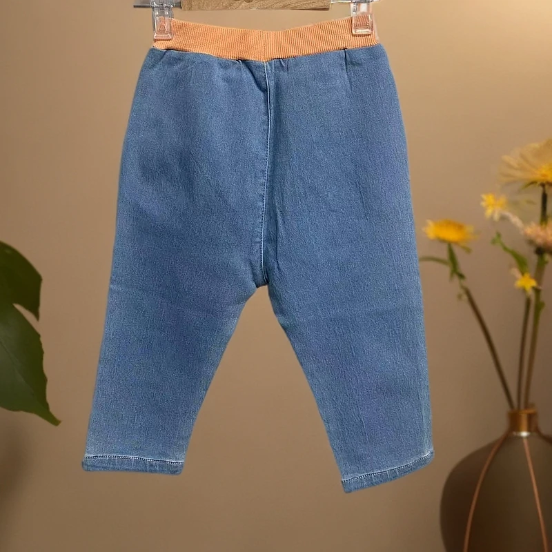 优儿宝贝6122901女宝春秋牛仔七分裤直筒百搭时尚舒适洋气弹力