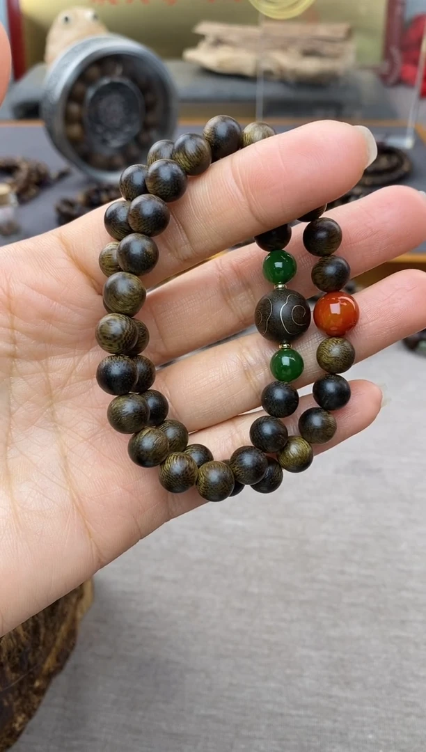 【闪购商品】沉香手串芽庄黄棋楠沉水老料0.8＋祥云1.2设计