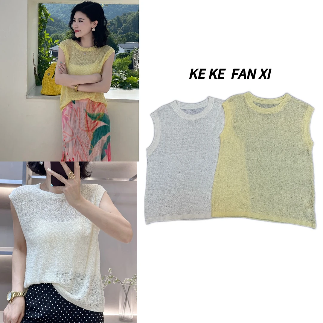 5216圆领背心T时尚夏季宽松无袖休闲百搭显瘦套头设计感