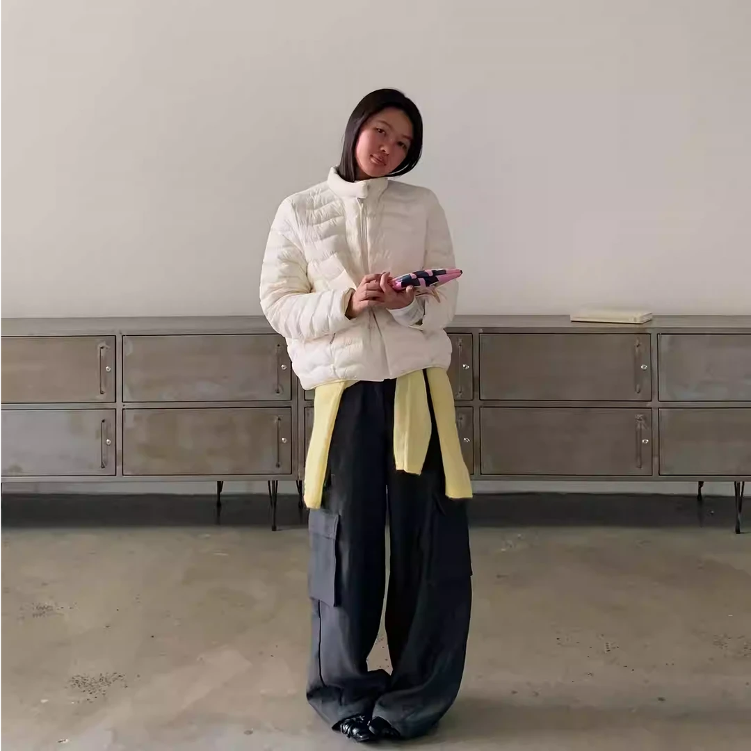 LILUSHOP【11.27 10:00新品】轻薄款小立领波浪羽绒服外套