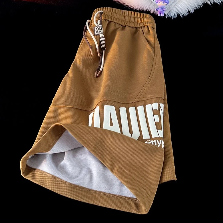 短裤男款夏季薄款休闲外穿运动短裤男生美式高街潮牌字母五分裤子