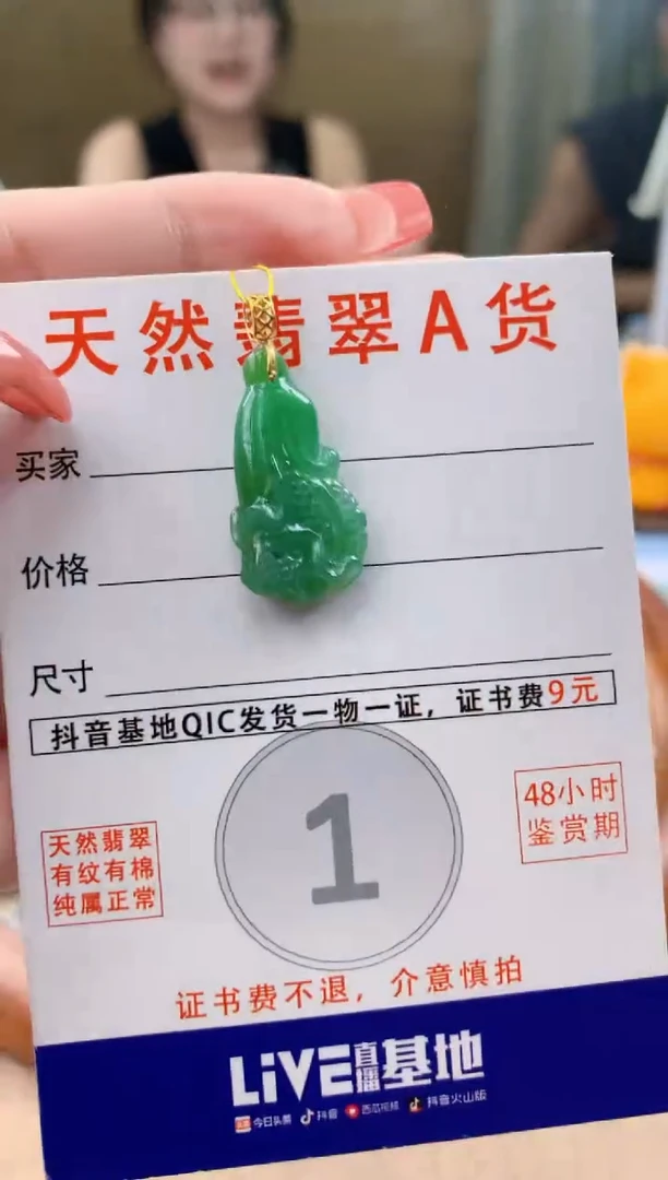 颈饰18K金镶嵌翡翠天然A货翡翠挂件