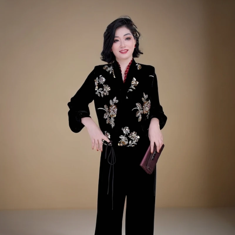 【沐茗】【繁花】真丝丝绒重工外套上衣